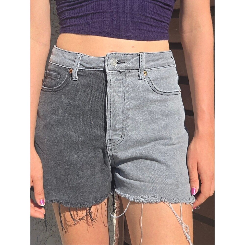 Women's Song Edy Two-Tone High-Waist Denim Shorts Gray/Charcoal 7